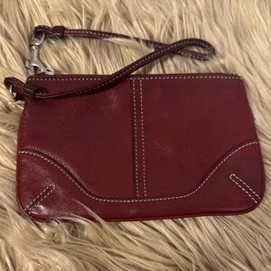 Coach Burgundy Leather Wristlet